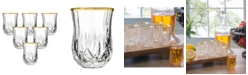 Lorren Home Trends Opera Gold Collection 6 Piece Crystal Shot Glass with Gold Rim Set